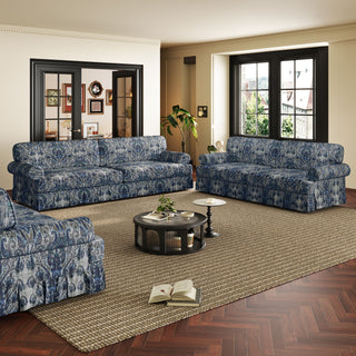 Luxuriously Comfortable Cloud Couch Sofa With Elegant Rolled Arms & Pleated Skirt Design