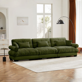 Modern Sofa With Bolstered Armrests And Pillows