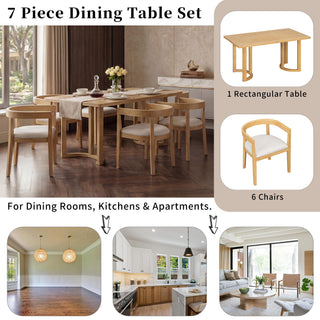 Rectangular Dining Table Set For 6 With Upholstered Barrel Back Chairs