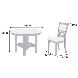 5 Piece Dining Set With Storage Shelves Round Table And Upholstered Side Chairs - Gray