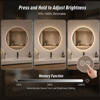 Round Framed Dimmable ED Bathroom Mirror With Anti Fog