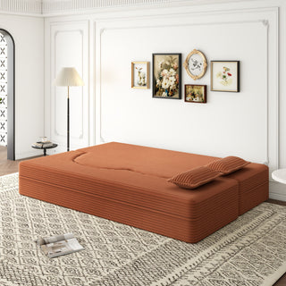 Convertible Foam-Filled Sleeper Sofa Bed With 2 Pillows