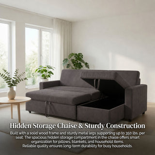 L - Shaped Convertible Sofa Bed With Storage Chaise