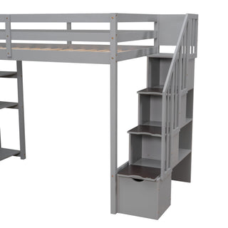 Loft Bed With Storage Drawers And Stairs With Shelves