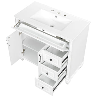 Modern Bathroom Vanity With Sink, 3 Drawers & 2 Doors