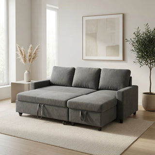 L - Shaped Convertible Sofa Bed With Storage Chaise