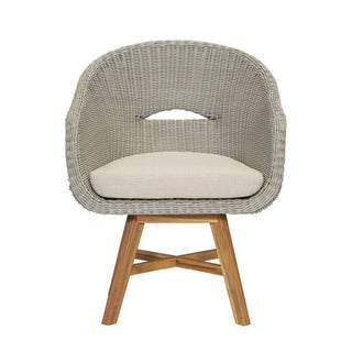 Modern Coastal Rattan Dining Chairs, (Set of 2), Solid Wood Legs - Beige