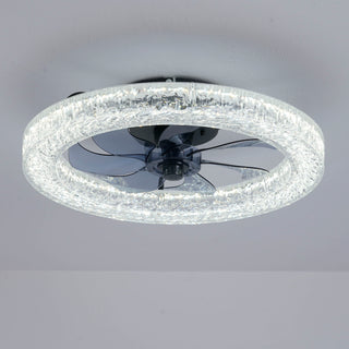 LED Light Source And Remote Control, 3000 - 6500K Dimmable Flush Mount LED Fan Light, 6 Speeds, Quiet DC Motor For Living Room - Matte Black
