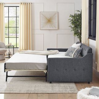 Size Upholstered Daybed With Trundle And USB Charging Armrest
