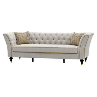 3 Person Sofa With Deep Seat, Tufted Backrest