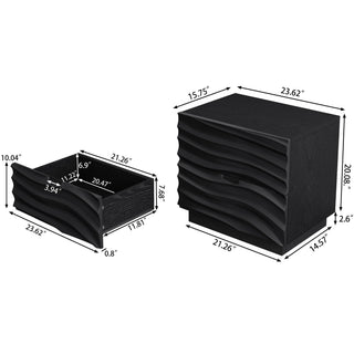 Nightstands, Bedside Table With 2 Drawers (Set of 2) - Black