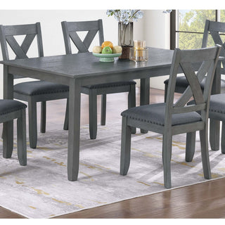 7 Piece Dining Room Furniture, Table And 6 Chairs Set - Gray