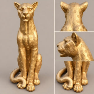 Leopard Statue, Animal Sculpture For Decor - Gold