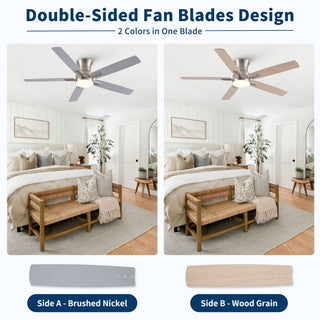 Mordern Flush Mount Ceiling Fan With Light And Remote Control