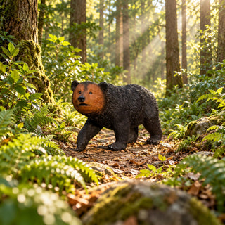 Bear Garden Statue, Walking Animal Sculpture With 2 Ground Stakes For Outdoor Decor - Black