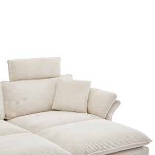 Modern Deep Seat Sectional Sofa With Ottoman