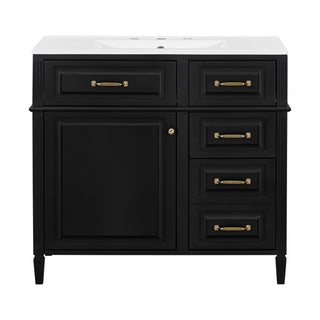 Modern Bathroom Vanity With Sink Top, Flip Drawer Design