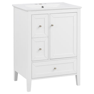 Modern Bathroom Vanity With Sink, Soft Close Drawers & Door, Storage Rack