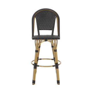 Outdoor Rattan And Aluminum French Barstools (Set of 2)