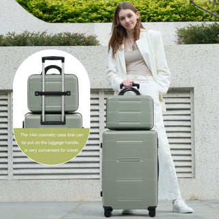 6 Piece Lightweight Hardshell Luggage Set With Double Spinner Wheels, Password Lock