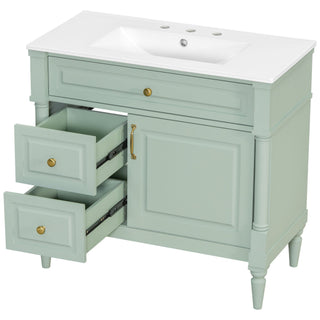 Freestanding Bathroom Vanity With Sink, Adjustable Shelf, Flip Drawer