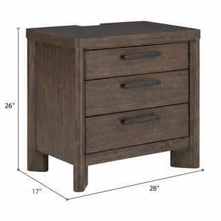 3 Drawer Nightstand With USB - Dark Oak