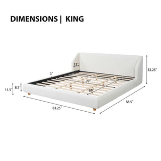 Modern Upholstered Bed Frame With Wingback Headboard