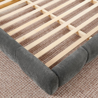 Upholstered Platform Bed Frame, Low Profile Floor Bed, No Box Spring Required