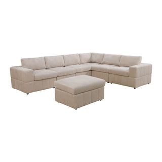 Oversized Modular Sectional Sofa, Reversible With Ottoman