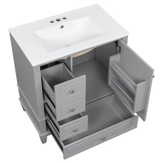 Freestanding Bathroom Vanity With Sink, Soft Close Door, 3 Drawers