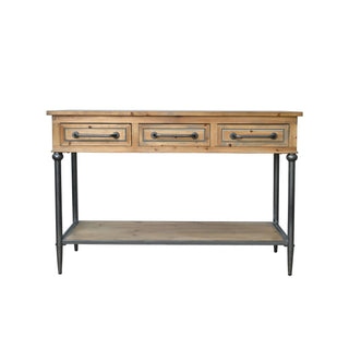 Accent Storage Console Table With Open Shelf And 3 Drawers For Living Room - Natural Wood / Brown