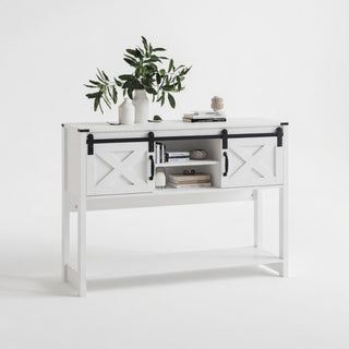 Farmhouse Entryway Table With Sliding Barn Door
