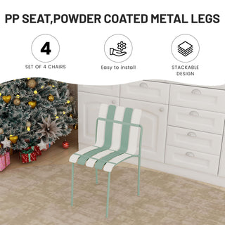 4 Piece Set Of Modern Color Block Designed Single Chairs