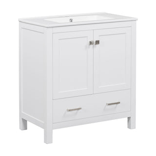 Bathroom Vanity With Single Sink, Combo Cabinet Undermount Sink, Bathroom Storage Cabinet With Two Doors And A Drawer, Soft Closing, Multifunctional Storage, Solid Wood Frame