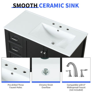 Bathroom Vanity With Sink Top, Bathroom Vanity Cabinet With 2 Doors And 2 Drawers, Open Shelf