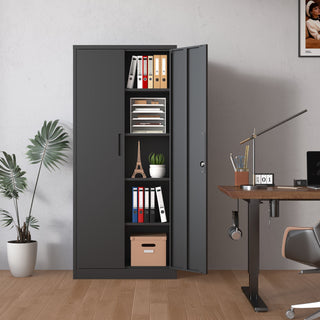 Heavy Metal Garage Storage Cabinet With Locking Doors, Steel, Adjustable Shelves