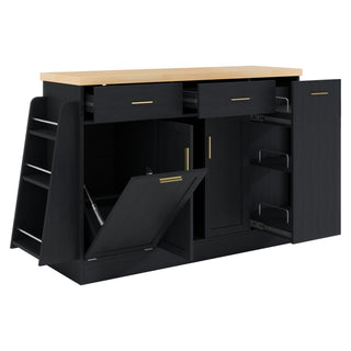 Kitchen Sideboard With Sliding Door Cabinet, 3 Tier Spice Rack