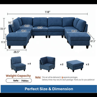 8 Piece Modular U - Shape Sectional Sofa