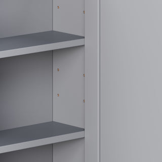 Bathroom Wall Storage Cabinet With Mirror And Adjustable Shelf, 6 Open Shelves