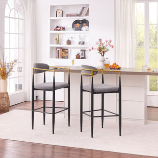Upholstered Bar Stool With Ergonomic Design (Set of 2)