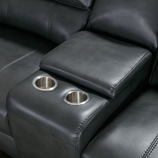 Power Reclining Sectional Sofa With 3 Adjustable Recliners, USB Ports & Cup Holders, Oversized Seating For Living Room - Black