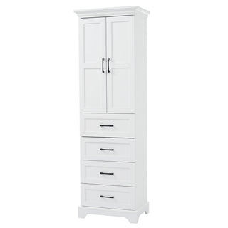 Bathroom Vanity With 2 Damping Hinge Doors, 3 Drawers, Adjustable Shelves - White