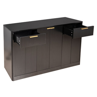 Large Fluted Buffet Sideboard, Wine Bar Storage Cabinet With 6 Doors & 2 Drawers