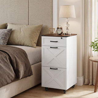 3 Drawer File Cabinet With Wheels, Vertical Rolling Storage For Letter / A4, Printer Stand & Mobile Organizer For Home Office - White