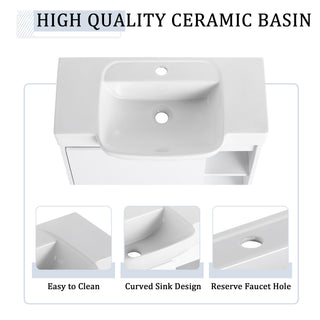 Wall Mounted Bathroom Vanity With Sink & Soft Close Door