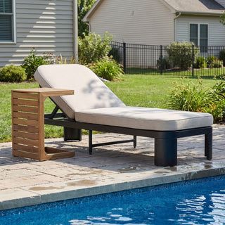 Outdoor Chaise Lounge Set With Side Table, 5 Position Adjustable Patio Recliner