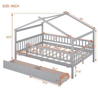 House Bed With 2 Drawers
