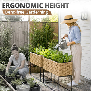 Solhome - Planter Box, 3 Removable Inserts, Indoor / Outdoor - Light Brown