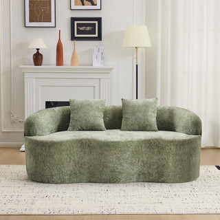 Curved Loveseat Sofa With Round Armrest