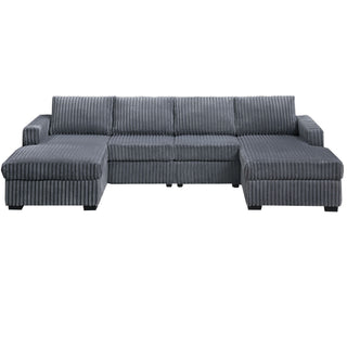 U-Shaped Sectional Set With Cushion Back Armless Chairs Right And Left Arm Chaise
